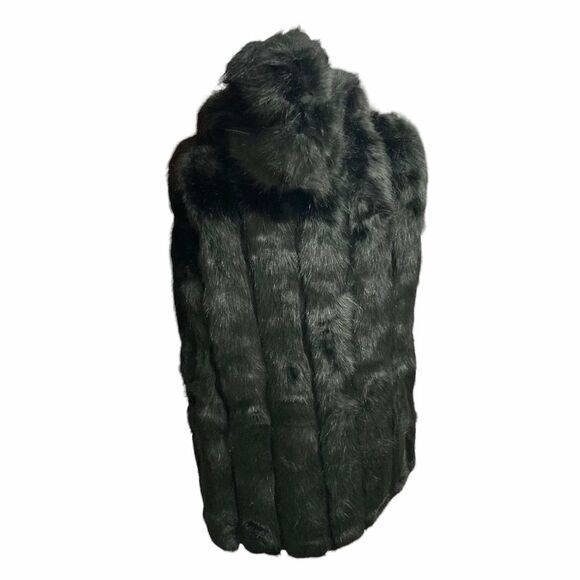 ORIGINAL USA B2B Faux Fur Hooded Vest Size Small/Medium Black‎ New Without Tags - Picture 3 of 8